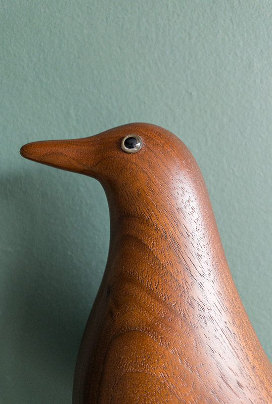 Detail van de ogen van de Eames House Bird