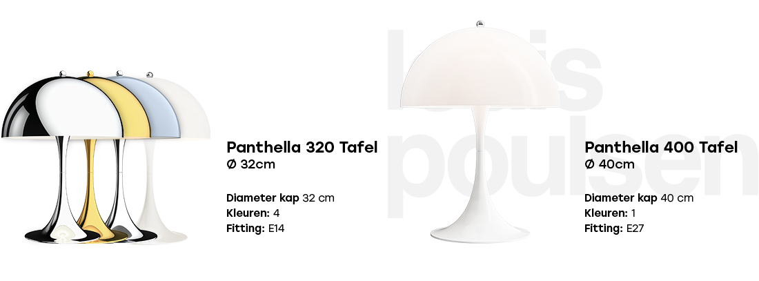 Wat zijn de verschillen tussen de Panthella 320 en 400 Tafel lamp