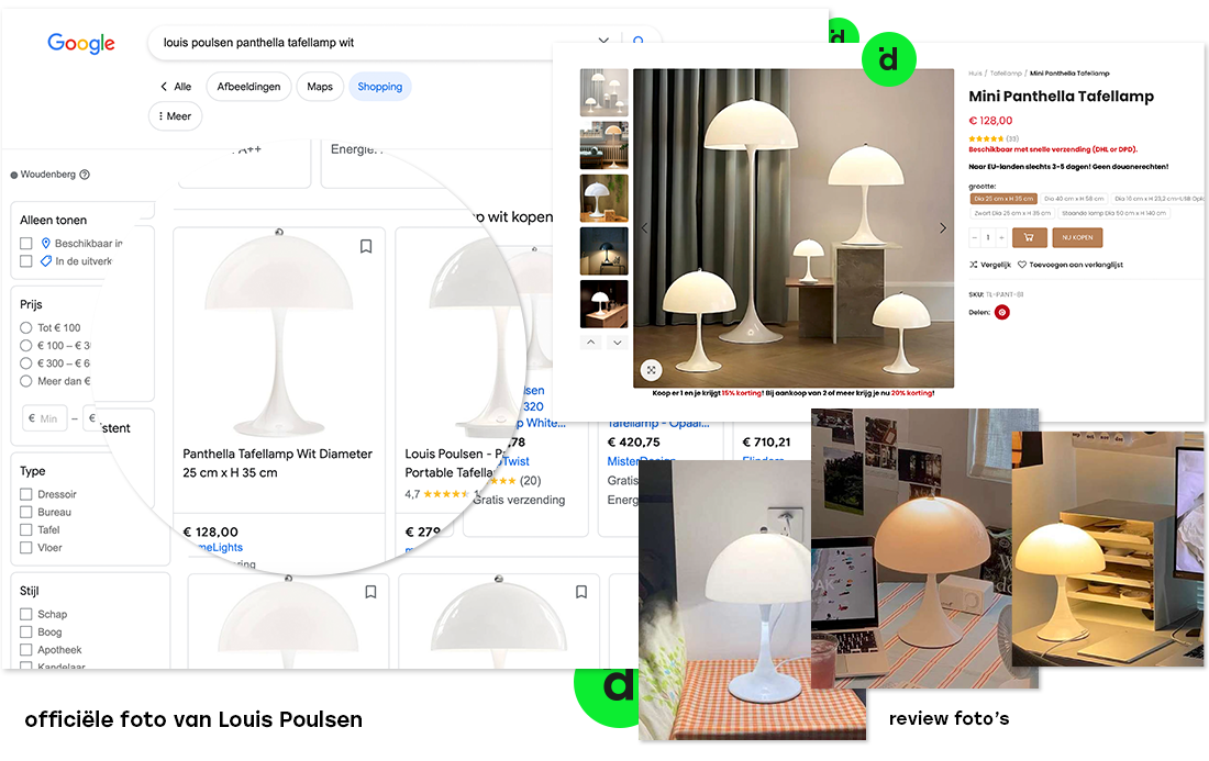 Vergelijken van Panthella design lamp foto's