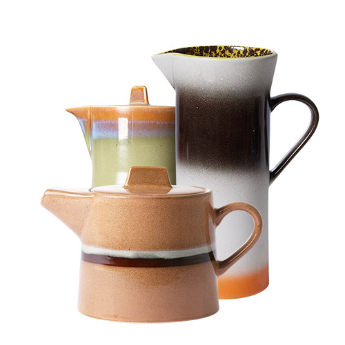 thee en koffie pot van de 70s keramiek