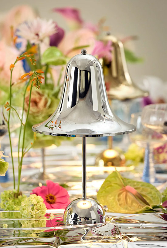 chrome design lamp Verpan met bloemen