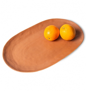 HKliving Bold & Basic Ceramics Serving tray brown dienblad