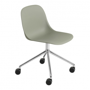 Muuto Fiber Side Chair Bureaustoel, Niet Verstelbaar - Dusty Green/Aluminium