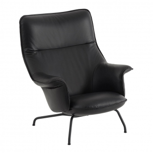 Muuto Doze Loungestoel - Refine Leder Zwart/Antraciet zwart frame