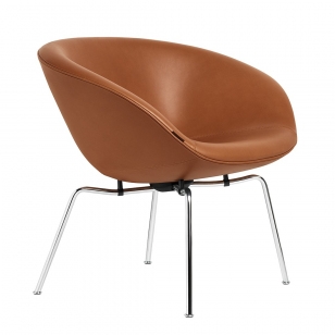 Fritz Hansen Pot Lounge Chair Walnoot Leer - Chromen Voet