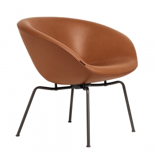 Fritz Hansen Pot Lounge Chair Walnoot Leer - Donkerbruine Voet