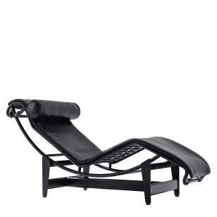 Cassina LC4 Noire Chaise Longue - Black Leather - Le Corbusier