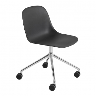 Muuto Fiber Side Chair Bureaustoel, Niet Verstelbaar - Zwart/Aluminium