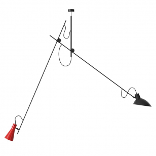 Astep VV Cinquanta Suspension Hanglamp - Zwart/Zwart & Rood