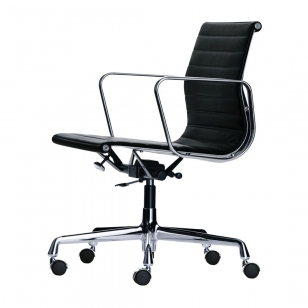 Vitra Aluminium Chair EA 117 Bureaustoel - Premium Leder 66 Nero