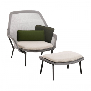 Vitra Slow Chair Loungechair & Ottoman Bruin Creme