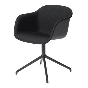 Muuto Fiber Chair Stoel Front UP, draaibaar Zwart Remix 183