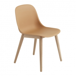 Muuto Fiber Side Chair Stoel, houten poten - Oker