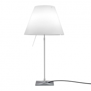 Luceplan Costanza Tafellamp Aluminium - Witte Lampenkap