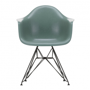 Vitra Eames Fiberglass Chair DAR Zwart - Sea Foam Green