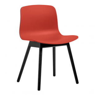 HAY About A Chair AAC 12 Stoel Zwart Gelakt Warm Rood
