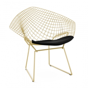 Knoll Diamond Lounge Chair Goud - Ultrasuede Black Onyx