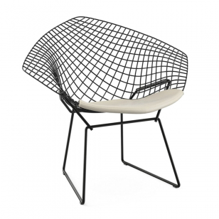 Knoll Diamond Lounge Chair Zwart - Vinyl Wit