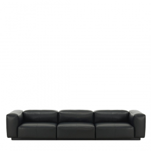 Vitra Soft Modular Sofa 3-Zits Bank Zwart Leder