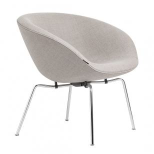 Fritz Hansen Pot Lounge Chair Lichtgrijs - Chromen Voet