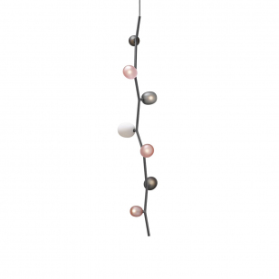 Brokis Ivy Vertical Hanglamp 7 - Smoke Grey / Light Pink / Opaal
