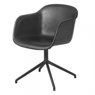 Muuto Fiber Chair Zwart Refine Leather