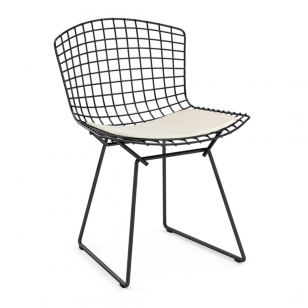 Knoll Bertoia Side Chair Zwart - Kussen Vinyl/Wit