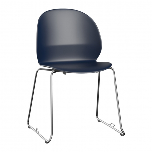 Fritz Hansen N02 Recycle stoel met slede onderstel - Donkerblauw - Koppelbaar