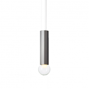 Brokis Prisma Single Hanglamp - Geborsteld Staal / Transparant - Ø15 x h. 83 cm.