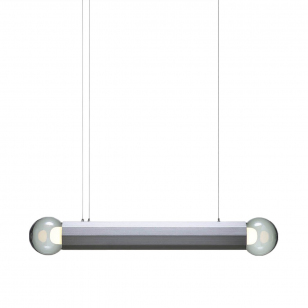 Brokis Prisma Double Hanglamp - Geborsteld Staal / Smoke Grey - l. 125,5 x h. 15 cm.
