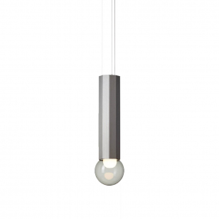 Brokis Prisma Single Hanglamp - Geborsteld Staal / Smoke Grey - Ø18 x h. 66 cm.