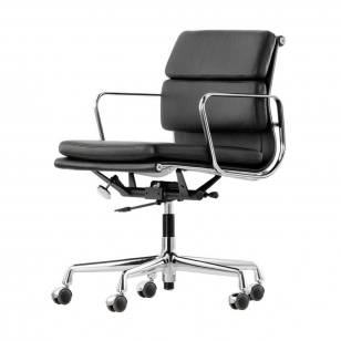 Vitra Soft Pad Chair EA 217 Bureaustoel - Leder Chocolade/Plano Bruin