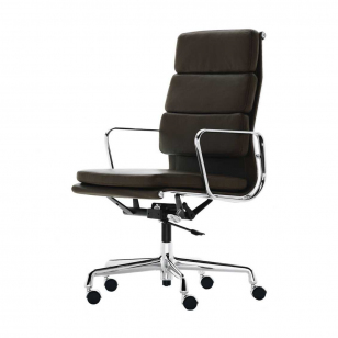 Vitra Soft Pad Chair EA 219 Bureaustoel - Leder Chocolade/Plano Bruin