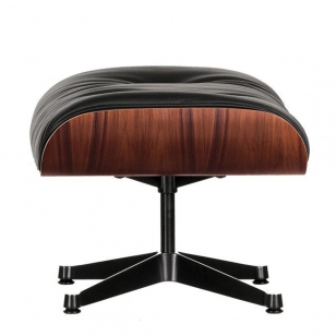 Vitra Eames Lounge Chair Ottoman / Santos Palisander / Gepolijst Zwart / Premium / Zwart