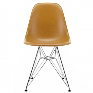 Vitra Eames Fiberglass Chair DSR Ochre Dark - Chromen Onderstel