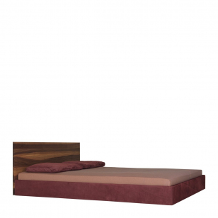 Zeitraum Simple Soft Bed l.200 x b.140 - Leder - Hoofdbord Amerikaans walnoot