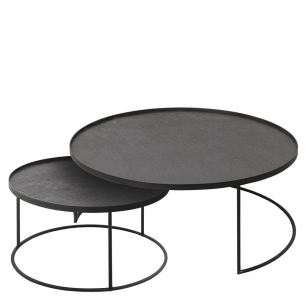 Ethnicraft Round Tray Table Laag XL Set van 2