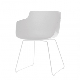 Flow Slim Chair Slede Onderstel Wit / Wit