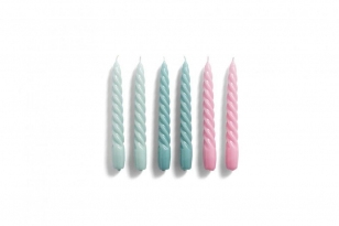 Hay Candle Twist Set of 6 Arctic blue/Teal/Roze