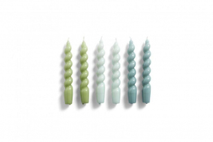 Hay Candle Spiral Set of 6 Groen/Arctic blue/Teal