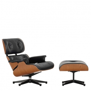 Vitra Eames Lounge Chair + Ottoman - Kersen/Black Leather/Black