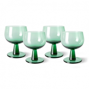 HKliving The emeralds Wijnglas laag fern groen (set van 4)