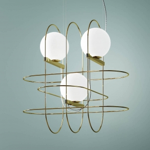 Fontana Arte Design hanglamp Setareh met LED's, goud