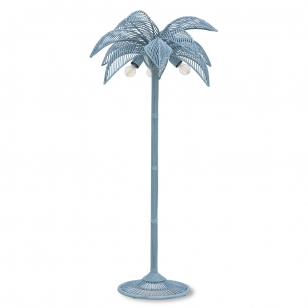 HKliving Vloerlamp wicker palm grijsblauw