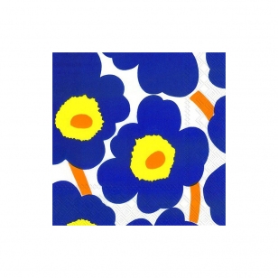 Marimekko Unikko servet 33x33 cm 20-pack Blauw-geel
