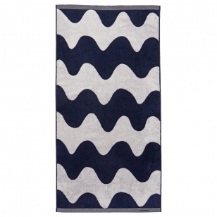 Marimekko Lokki handdoek donkerblauw-wit 70x140 cm