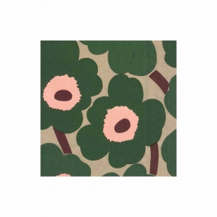 Marimekko Unikko servet 33x33 cm 20-pack Groen-roze