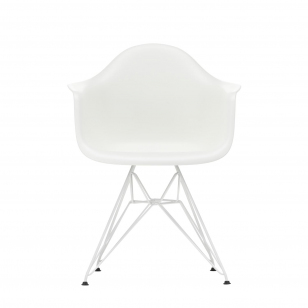Vitra DAR Eames Plastic Armchair - pebble, onderstel wit gepoedercoat