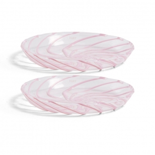 HAY Spin schotel Ø11 cm 2-pack Transparant-roze rand