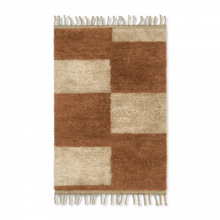 ferm LIVING Mara handgeknoopt tapijt 80x120 cm Dark Brick-off-white
